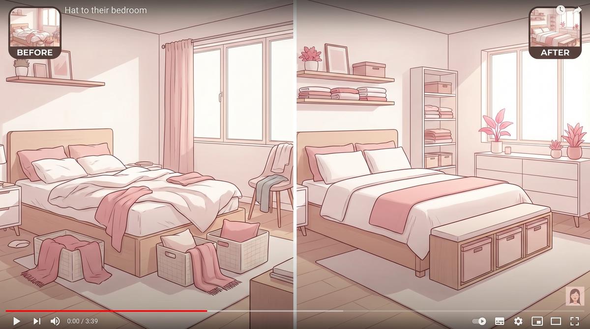 红桃视频-卧室收纳整理视频演示，红桃视频小空间大改造全过程 - h9iehyi.cn